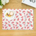 thumbnail image 3 of DouZhe Polyester Placemats Set of 4, Pink Strawberry Trendy Cartoon Pattern Heat Resistant Place Mats for Dining Table, 12" x 18", 3 of 7
