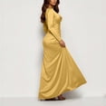 thumbnail image 4 of Smsaxvxz Women's Cowl Neck Satin Maxi Dress Long Sleeve High Slit Formal Evening Gown for Wedding Guest Bridesmaid Party Gold L, 4 of 7