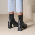 thumbnail image 3 of NECHOLOGY Botas Mujer Adulto Femenino Zapatos Botines para mujer Botines gruesos de tacón con punta cuadrada y cremallera trasera de cuero de color sólido a la para mujer (Black, 8), 3 of 7