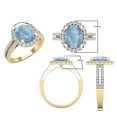 thumbnail image 3 of Dazzlingrock Collection 10X8mm Oval Aquamarine & Round White Diamond Halo Style Engagement Ring for Women (0.40 ctw, Color I-J, Clarity I1-I2) in 18K Yellow Gold, Size 4.5, 3 of 5