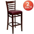 thumbnail image 3 of BizChair Ladder Back Mahogany Wood Barstool, Burgundy Vinyl Seat (Set of 2), 3 of 8