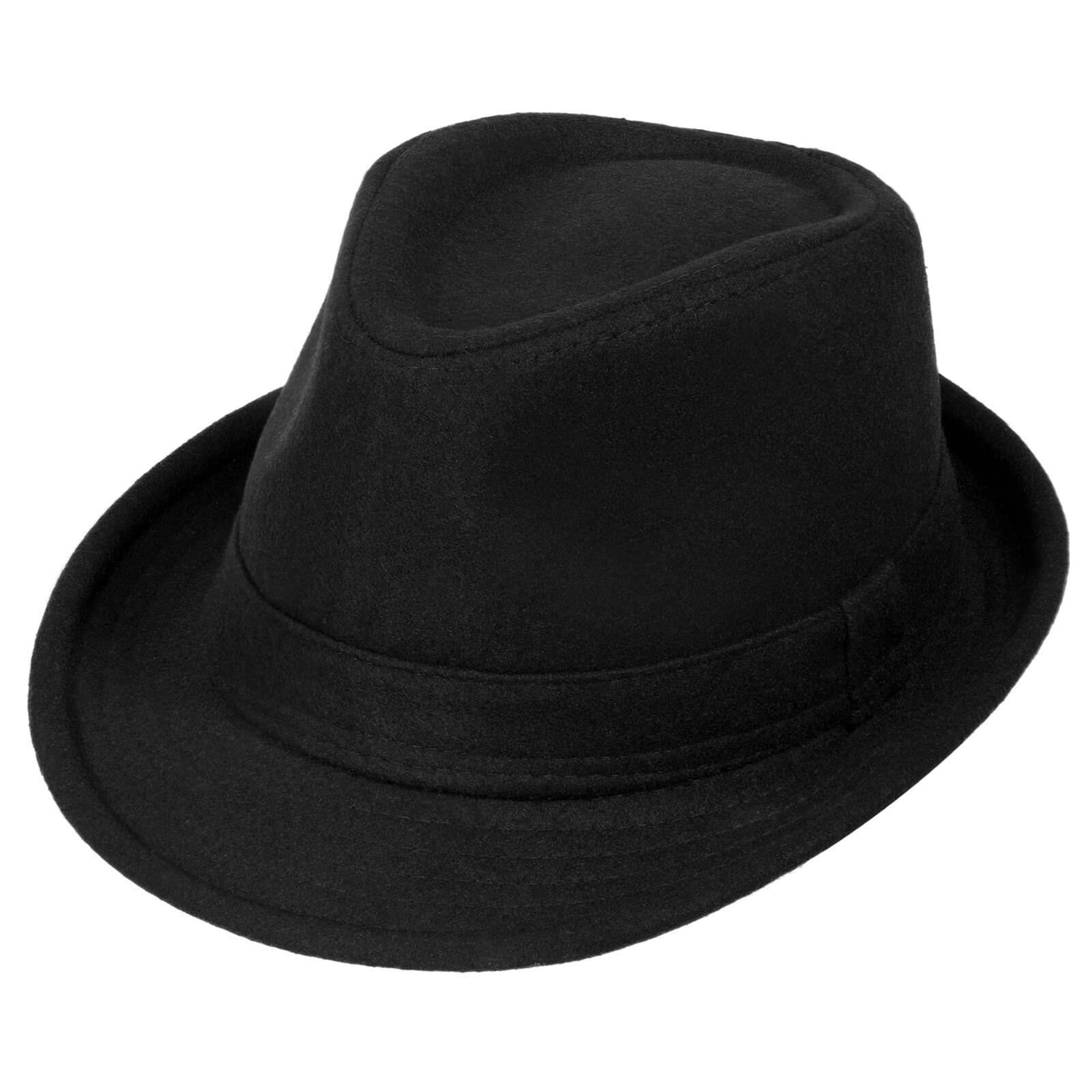Juyafio Black Fedora Hats for Women Men Short Brim Fedora Hat Manhattan