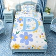 thumbnail image 4 of Meiyoeat Pretty Floral Letter D Twin Sheet Sets 3pcs for Girls Juniors, Charming Print Bedding, Light Blue Yellow White, 4 of 6
