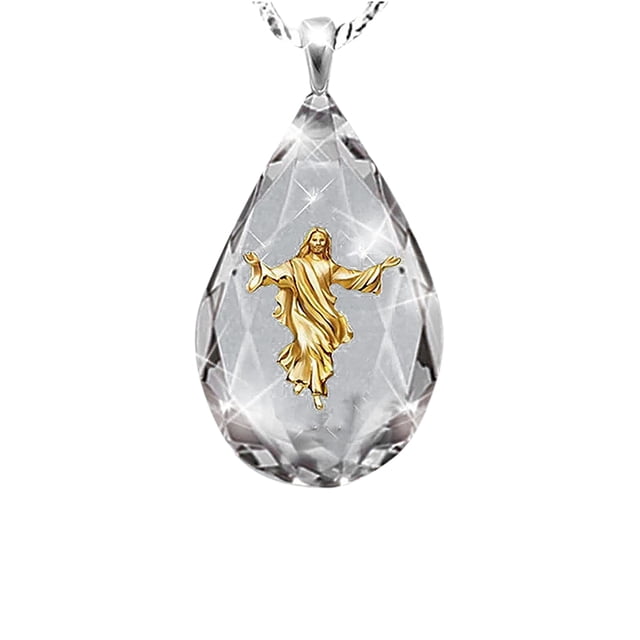 Collares De Cristal Para Mujer, Collar Con Colgante De Jesús Santo, Collar De Jesús A La Moda, Regalos Para Mamá Y Esposa Yuarrent AP006098-00