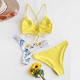 thumbnail image 3 of Gibobby Conjunto de traje de baño de bikini Traje de baño con estampado de pieza de ropa de playa con sujetador, traje de baño, conjunto de Bikini de muj(Amarillo,CH), 3 of 5