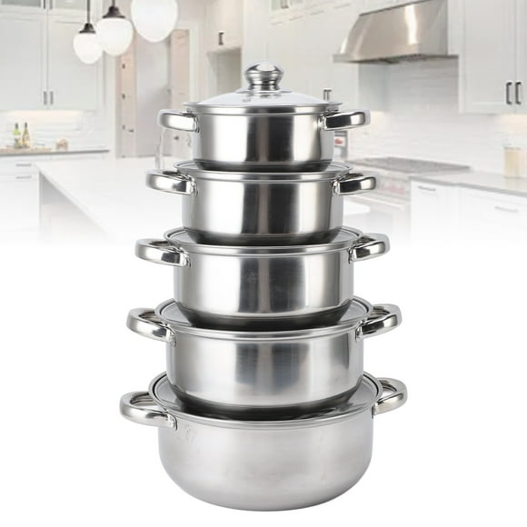 Juego De Utensilios De Cocina De Acero Inoxidable, Juego De Ollas De Acero Inoxidable A Prueba De Herrumbre Con Tapas Para El Hogar