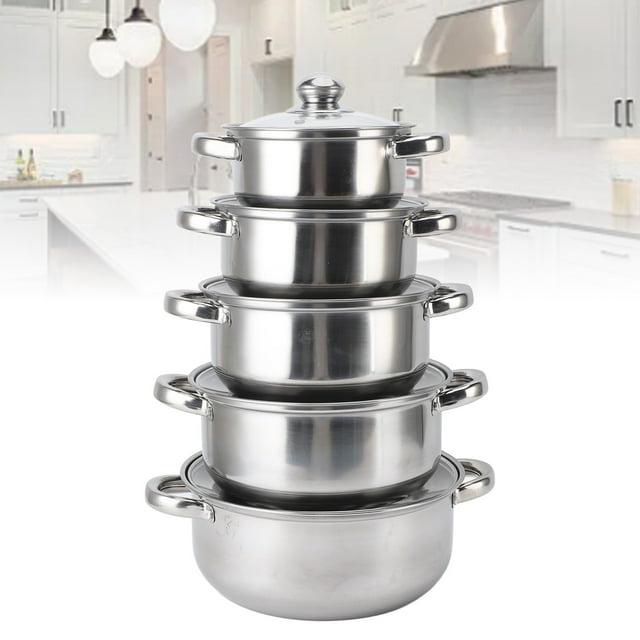 Stainless Steel Cookware Set, Stainless Steel Pot Set Multipurpose with Lids for Kitchen