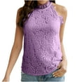 thumbnail image 2 of QUINDOS Womens Tank Tops 2025 Purple Summer Basic Fashion Solid Vest Round-Neck Loose Sleeveless T-shirt Pullover Tops Camisoles for Women, 2 of 8