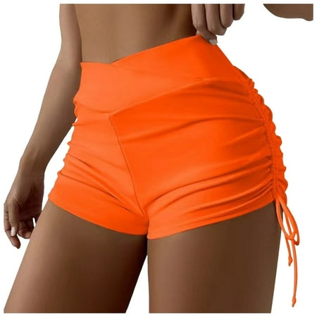 KONDYS Women Plus Size Solid Color&Print Hight Waist Brazilian Bikini Bottom Swimwear Briefs Beachwear Bikini Bottom Side Tie Thong Bathing Sports Yoga Shorts Skirt Swimbottom Stylish