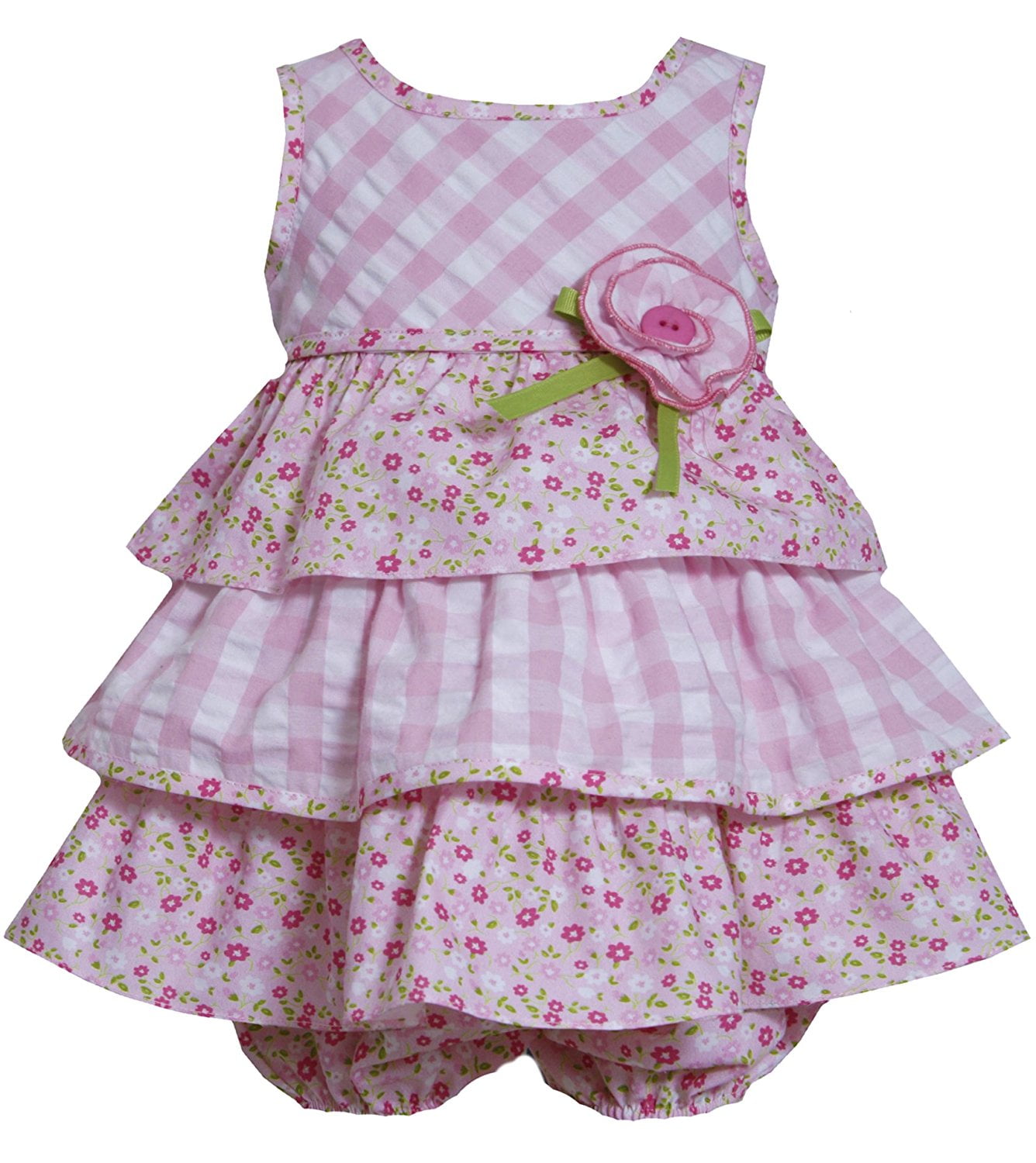 Bonnie Jean Girls Spring Summer Pink Embroidery Tiered Dress Outfit 12M 18M 24M 