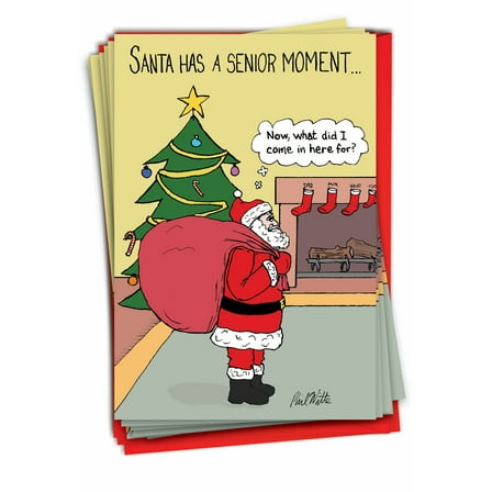 NobleWorks, Santa's Senior Moment - 12 Funny Christmas Cards Boxed - Bulk Set, C7678XSG-B12x1