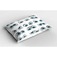 thumbnail image 2 of Eye Pillow Sham Set of 2, Cartoon Style Eyes Various Different Expressions Emoticons Humorous Funny, Quality Microfiber Bedding Item for All Seasons, 26" x 20", Pale Blue Black White, by Ambesonne, 2 of 3