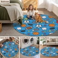 thumbnail image 5 of Blue Sports Round Area Rug 3Ft Washable Small Circle Rugs for Kitchen Entryway, Football Basketball Rugby Baseball Non-Slip Carpet Floor Mats Indoor Outdoor Carpet Runner Aesthetic Home Decor, 5 of 8