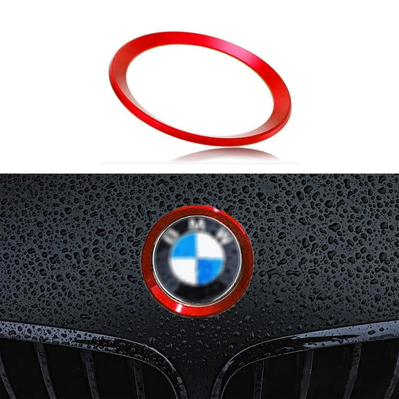 Xotic Tech 1 x Car Front Hood Rear Trunk Logo Emblem Surrounding Ring for BMW 1 3 5 6 7 Z X Series, Auto Exterior Decoration, Red 82mm/ 3.2"