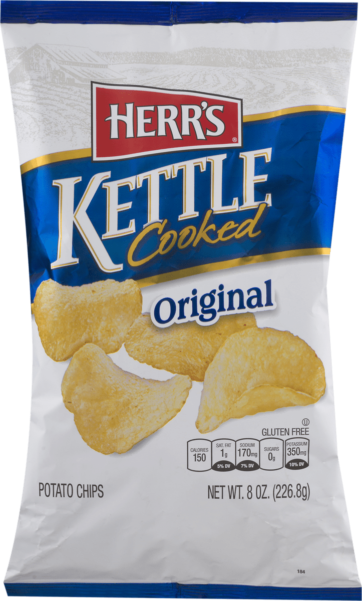 Herr's Kettle Cooked Potato Chips Original, 4Pack 8 oz. Bags