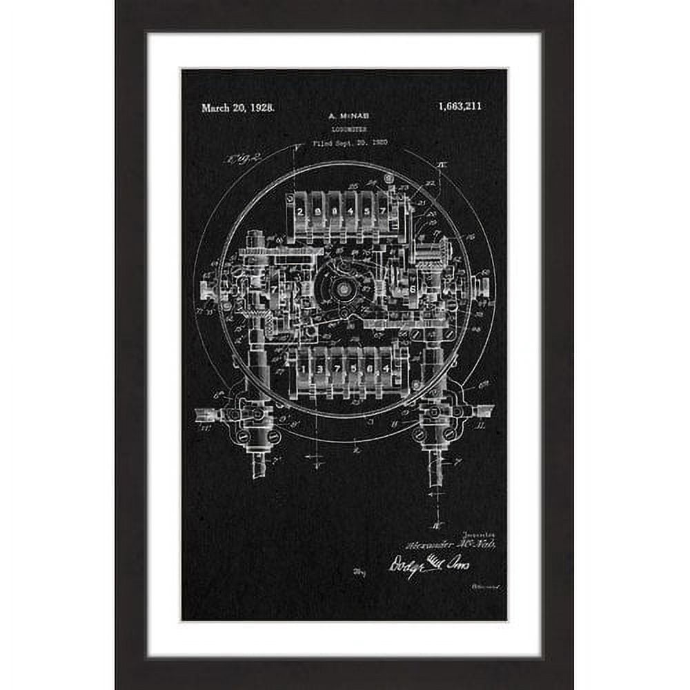 "Logometer 1920 Black Paper" Framed Painting Print
