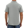 thumbnail image 3 of INSPIRE CHIC Men's Collared Short Sleeve Double Chest Pockets Outdoor Polo Shirt XL Light Gray, 3 of 5