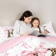 thumbnail image 4 of Erosebridal Ribbon Princess Bowknot 7-Piece Bedding Comforter Set,First Letter K King Bedding Sets For Leopard Girl,Reversible, 4 of 7