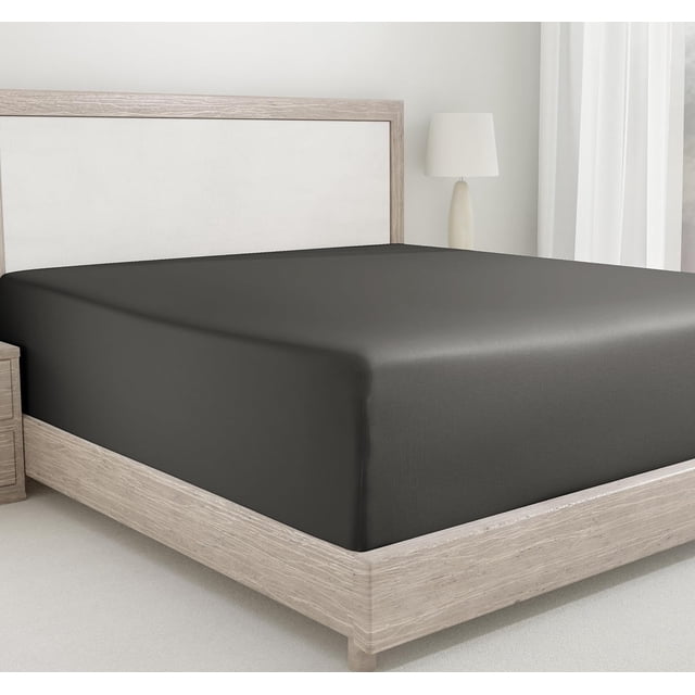 King Size Fitted Sheet Cotton Thread Count Sateen Deep Pockets Durable Fitted Sheet Only (King )
