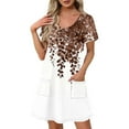 thumbnail image 2 of New trending & for spring GaThRRgYP Casual T-Shirt Short Sleeve Dress,Women's Fashion Summer Print Short-sleeved V-neck Casual Dress Brown M, 2 of 8