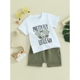 thumbnail image 5 of Bslissey Toddler Baby Boys Casual Shorts Sets Short Sleeve Letter Star Print T-shirt + Elastic Waist Shorts 6M 12M 18M 24M 3T Infant Summer 2Pcs Outfits for Daily, 5 of 9