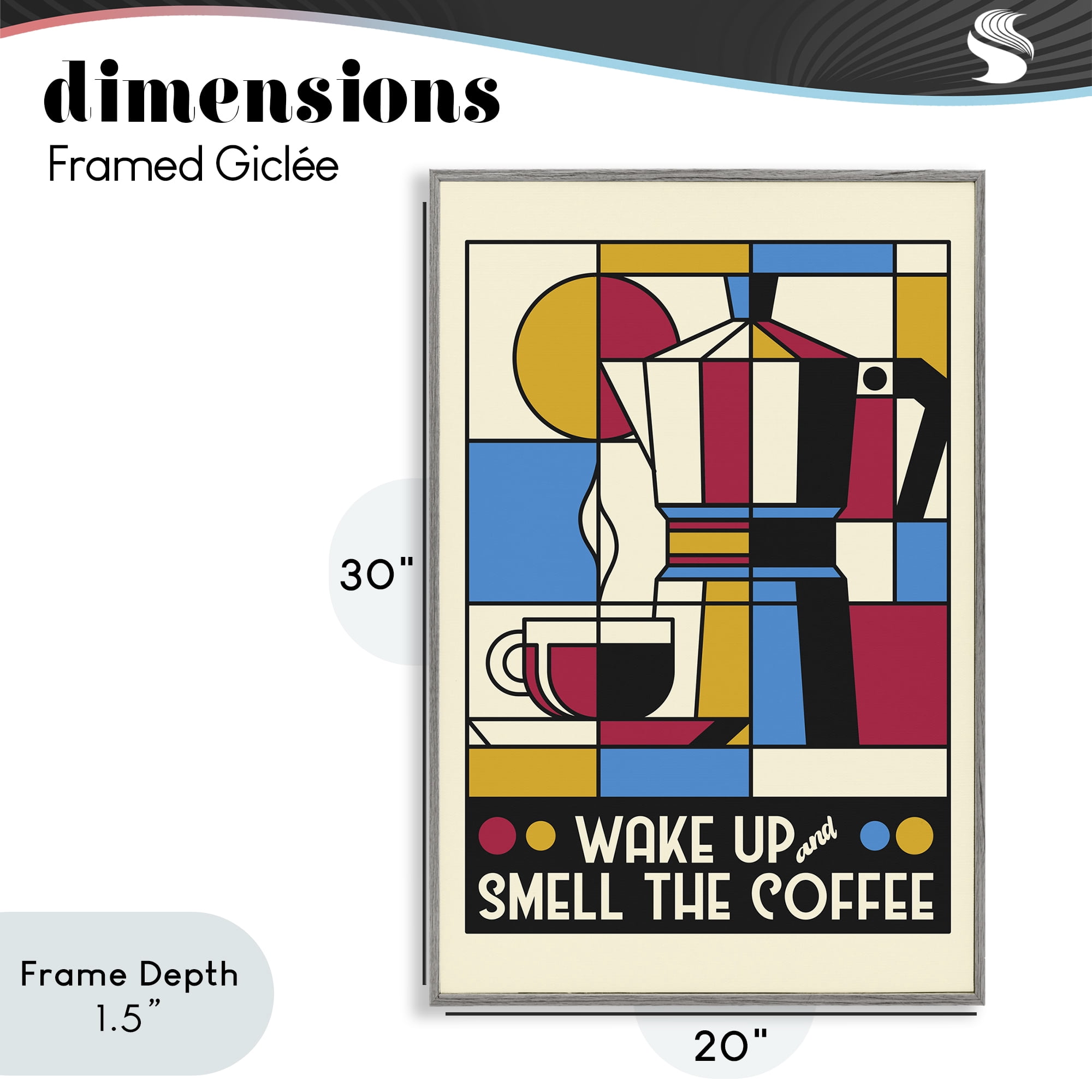 Stupell Industries Retro Wake Up & Smell Coffee Gray Framed Giclee Art, design by Tobe Fonseca