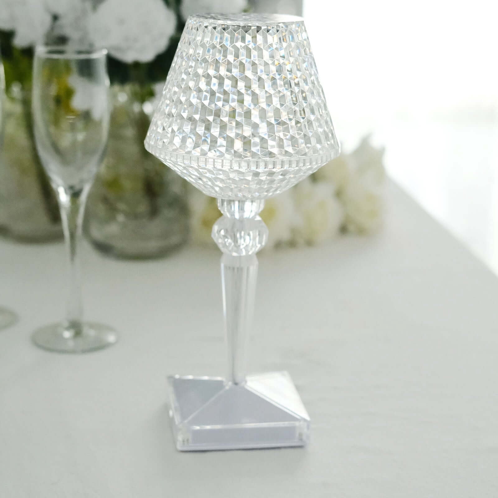 Efavormart 10" LED Acrylic Crystal Cup Shape Color Changing Cordless Table Lamp, Rechargeable Touch Control Accent Lamp