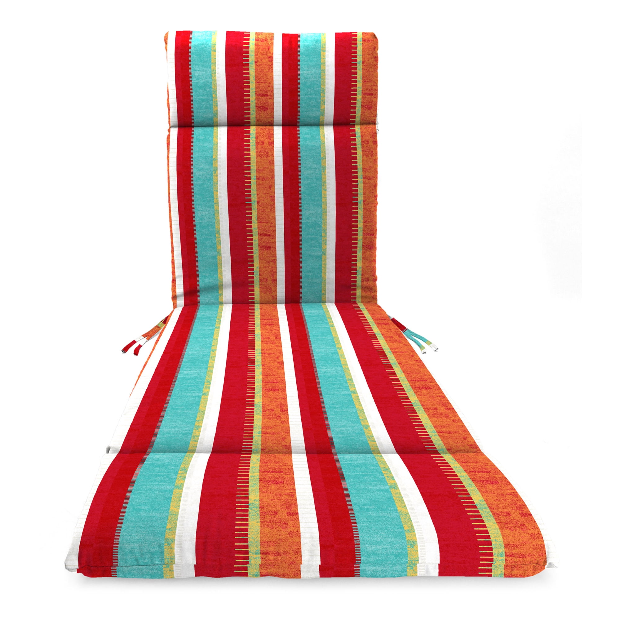 Jordan Manufacturing 72" x 22" Frawley Saxony Multicolor Stripe Rectangular Outdoor Chaise Lounge Cushion with Ties and Hanger Loop