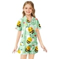 thumbnail image 2 of NAFUU Girls Clothes Little Girl Outfits Cute Bee Print Short Sleeve Lapel Shirts With Pocket And Shorts Comfortable Breathable Sleep Set Summer Outfits For Girl 8-9 Years, 2 of 4