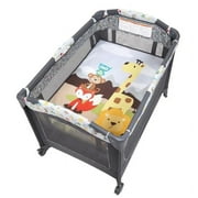 Baby Trend Nursery Center Playard with Toy Mobile, Tanzania Grey