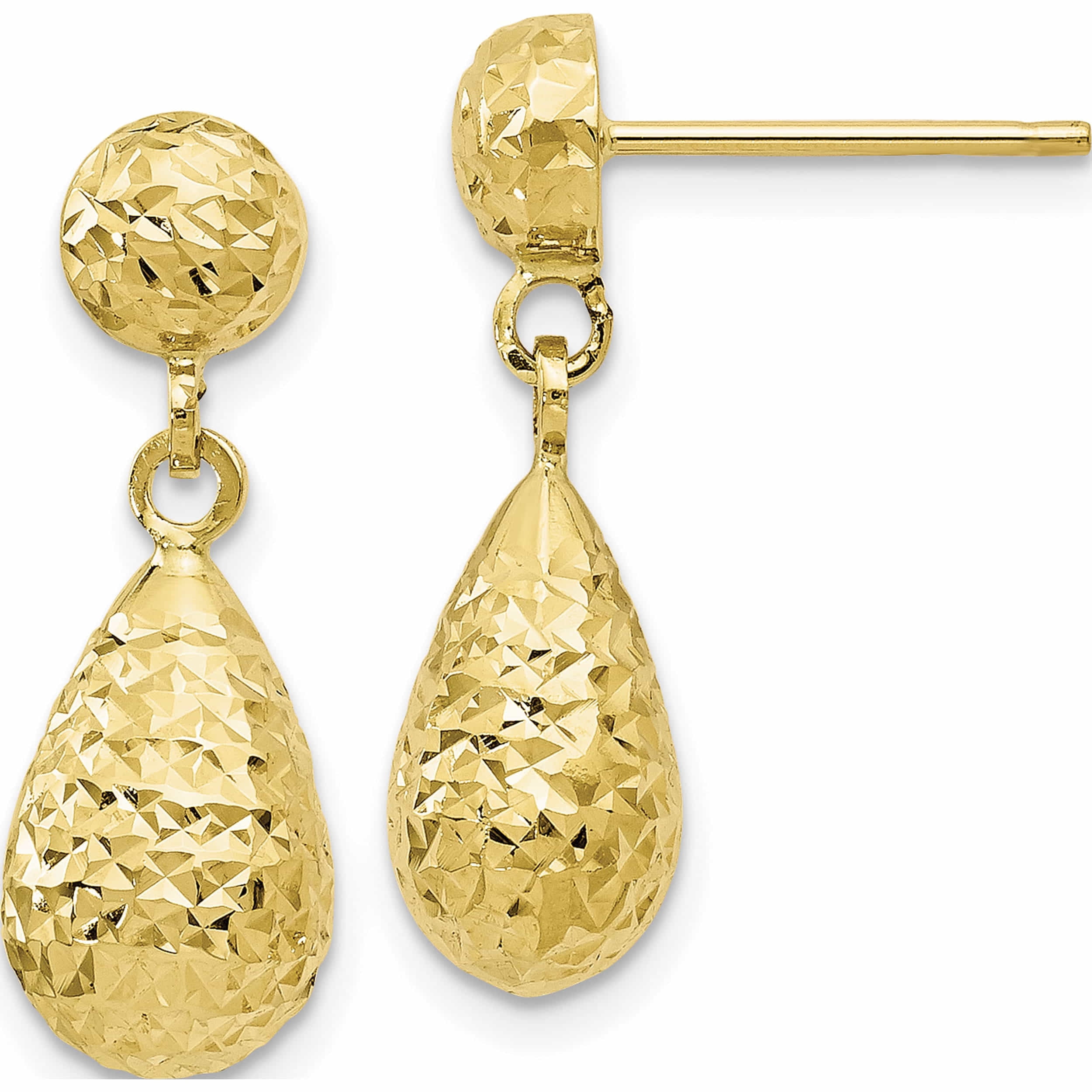 10k Diamondcut Post Dangle Earrings (20x20)