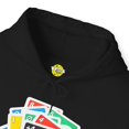thumbnail image 3 of Card Game Stack Hoodie, Fun Draw 4 Stack Design, Retro Gaming Graphic, 3 of 5