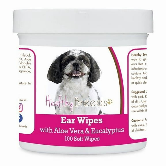 Healthy Breeds 192959824681 Shih-Poo Ear Cleaning Wipes with Aloe & Eucalyptus for Dogs - 100 Count