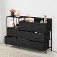 thumbnail image 5 of 52" Long TV Stand with Charging Stake With 8 Storage Drawers Open Shelves Black, 5 of 6