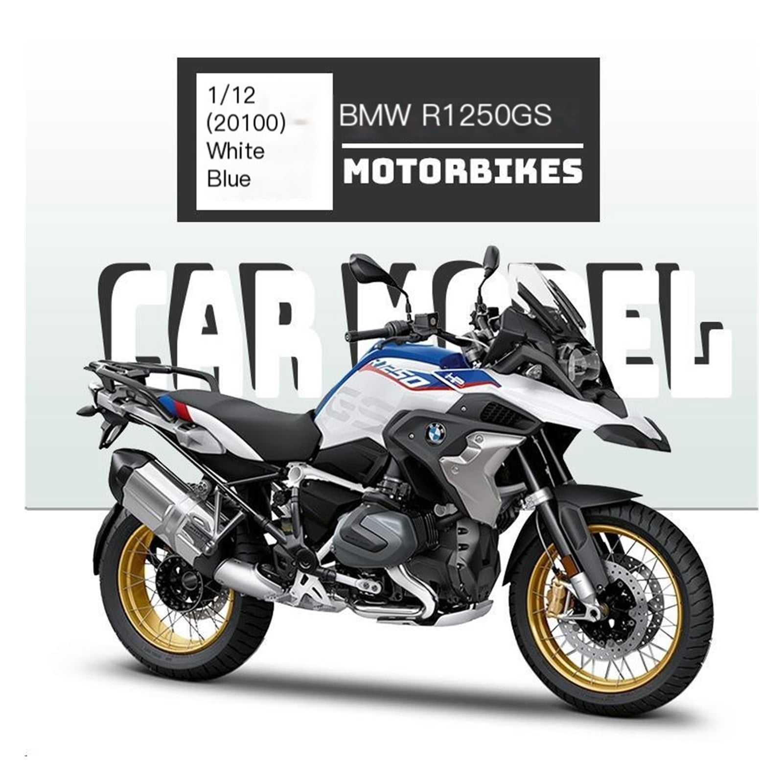 CHUNYAN BMW R 1250 GS Motorbike 1:12 Scale Die-Cast Collectible, Assorted Designs and Colours