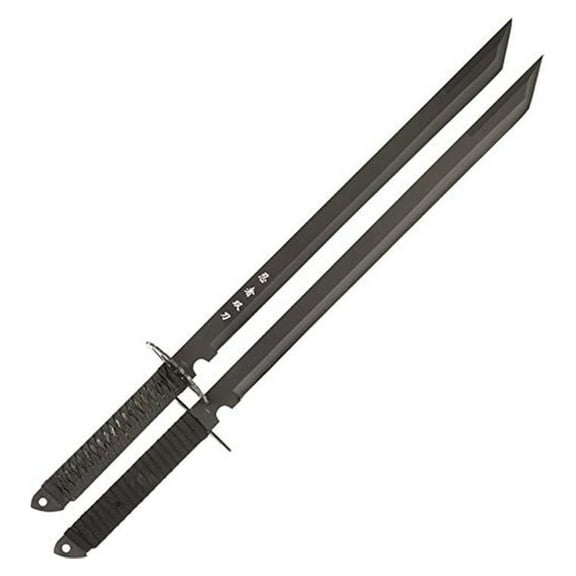 BladesUSA HK-6183 Twin Swords, Two-Piece Set, Black, 28-Inch Overall