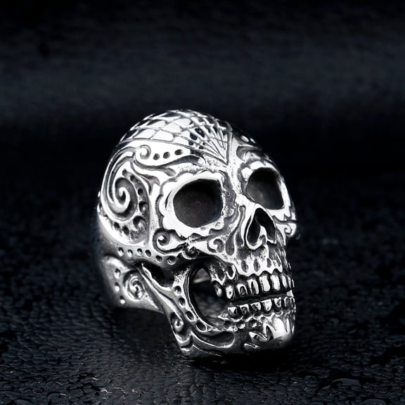 Genuine Stainless Steel Ring Jewelry for Men Fashion Punk Biker Skull Rings