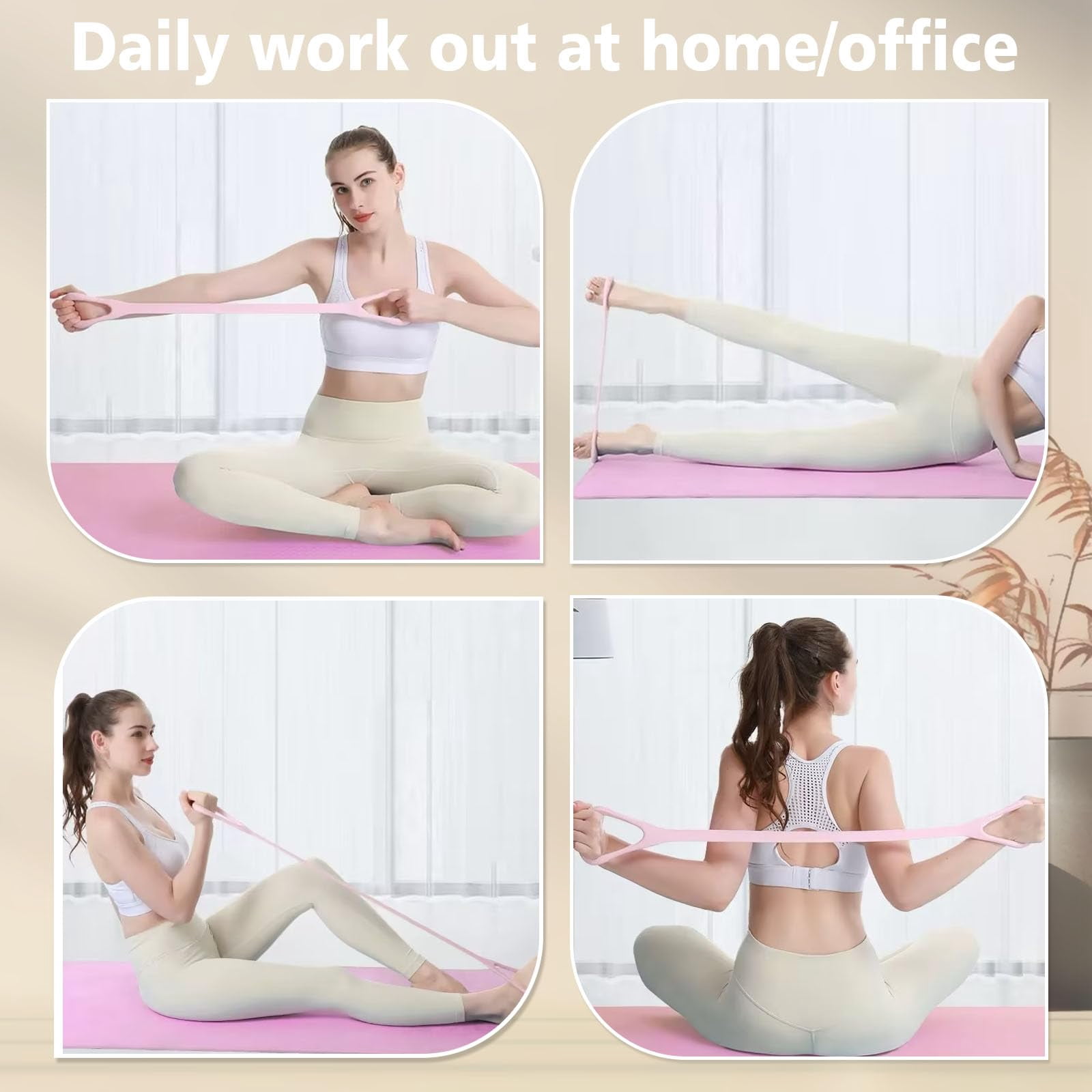 Figure 8 Resistance Band with Handles Elastic Workout Bands Arm Back Shoulder Training Exercise Ropes for Yoga Pilates Physical Therapy Stretching