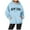 Sky Blue, variant on Fiaer Hoodies Women Trendy Baggy Plus Size Hooded Sweatshirts Long Sleeve Letter Graphic Drawstring Pocket Tops White XL