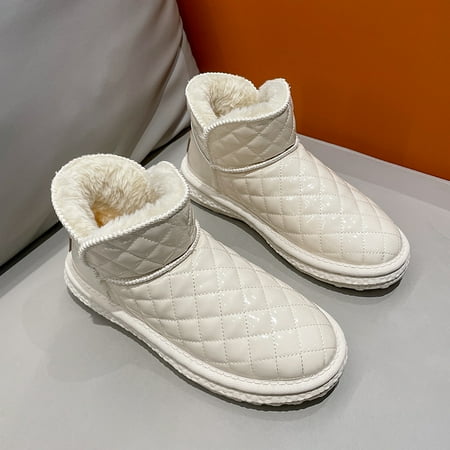 

Women s Faux Patent Leather Snow Boots Waterproof Non-slip Ankle Boots Warm Plush Lined Short Boots Women s Footwear