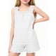 thumbnail image 2 of Camisola de Cuello Redondo sin Mangas Casual Y Pantalones Cortos de Estilo de Chicas con Correas Y Doblados Acanalados, Tela Suave Transpirable, Traje de Dos Piezas de Color Sólido, 2 of 9