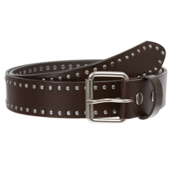 Genuine Vintage Retro Circle Studded Leather Belt - Interchangeable buckle