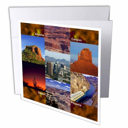 3dRose Arizona Landscape Collage, Greeting Cards, 6 x 6 inches, set of 12