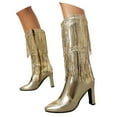 thumbnail image 3 of Fashionable Women's Mid-Calf Boots with Glittery Pointed Toe and Heel Featuring Fringe Tassel Design for Ladies, 3 of 6