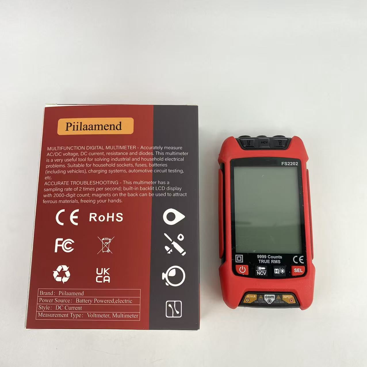 Piilaamend Voltmeters,58A Multimeter 2000 Counts Digital Multimeter , DC AC Voltmeter and Ohm Volt Amp Tester, Measures Voltage, Current, Resistance; Tests Live Wire, Continuity