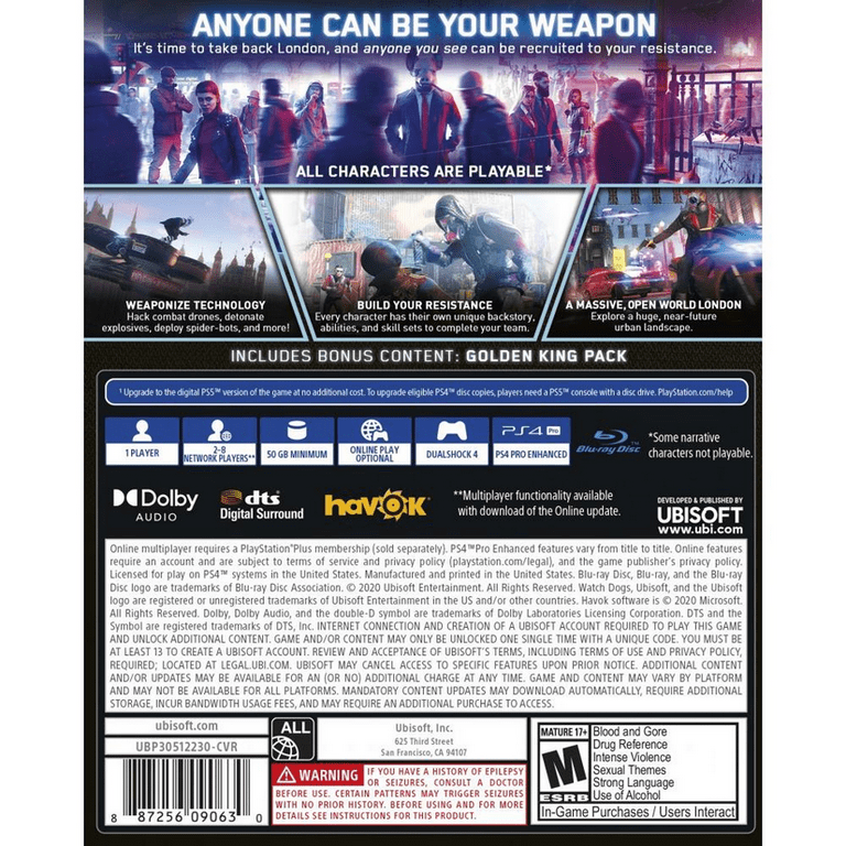 Forladt Læsbarhed Admin Watch Dogs: Legion - PlayStation 4, PlayStation 5 - Walmart.com