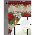 thumbnail image 2 of Christmas Poinsettia Swag Valances for Windows, Curtains Drapes, Red Flowers Green Leaves Xmas Bells Vintage Kitchen Window Curtains Over Sink Window Treatment Valance for Bedroom/Bathroom 56"x36", 2 of 5