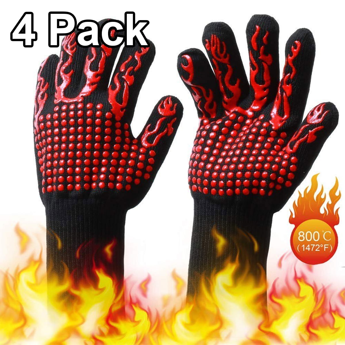 Xmas Silicone Extreme Heat Resistant Cooking Oven Mitt BBQ Hot Grilling Gloves 