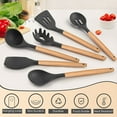 thumbnail image 6 of Kitchen Utensils Set of 6, VeSteel Silicone Cooking Utensils with Wooden Handle, Non-Stick Cookware & Heat Resistant (Gray), 6 of 7