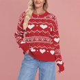 thumbnail image 2 of VISALY Pink Heart Sweater for Women Heart Sweater with Bow Dressy Casual Sweaters Oversized Sweater Pullover Sweater Dressy Tops Plus Size Sweaters Lightweight Sweaters Plus Size Sweaters Red Xl, 2 of 5